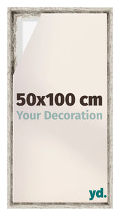 Lyon MDF Schattenfugenrahmen 50x100cm Weiss Vintage Vorne Messe | Yourdecoration.at