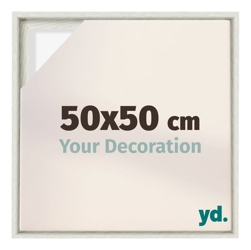 Lyon MDF Schattenfugenrahmen 50x50cm White Wash Vorne Messe | Yourdecoration.at