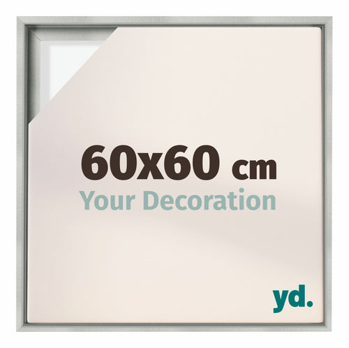 Lyon MDF Schattenfugenrahmen 60x60cm Silber Matt Vorne Messe | Yourdecoration.at