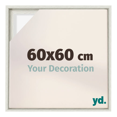 Lyon MDF Schattenfugenrahmen 60x60cm White Wash Vorne Messe | Yourdecoration.at