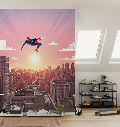 Marvel Spider Man Swinging through The Air Innere Fototapete DX4 209 | Yourdecoration.at