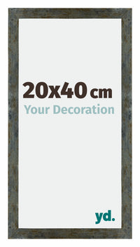 Mura MDF Bilderrahmen 20x40cm Blau Gold Meliert Vorne Messe | Yourdecoration.at