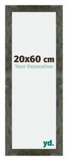 Mura MDF Bilderrahmen 20x60cm Blau Gold Meliert Vorne Messe | Yourdecoration.at