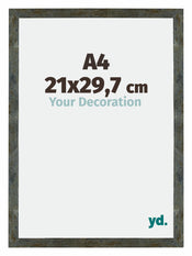 Mura MDF Bilderrahmen 21x29,7cm A4 Blau Gold Meliert Vorne Messe | Yourdecoration.at