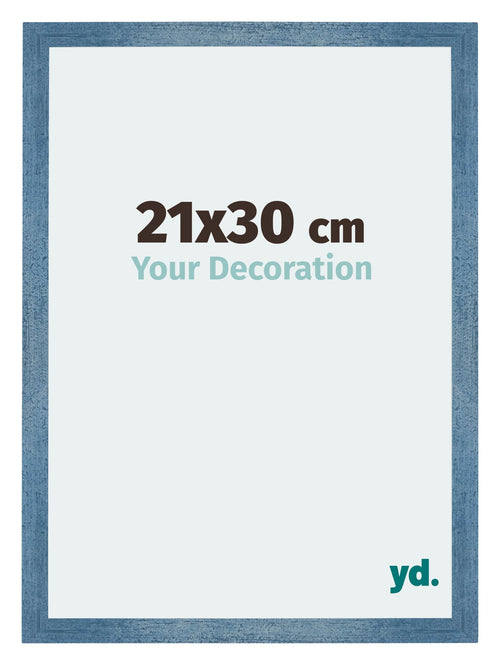 Mura MDF Bilderrahmen 21x30cm Hell Blau Geveegd Vorne Messe | Yourdecoration.at