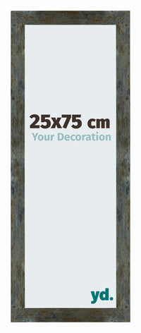 Mura MDF Bilderrahmen 25x75cm Blau Gold Meliert Vorne Messe | Yourdecoration.at