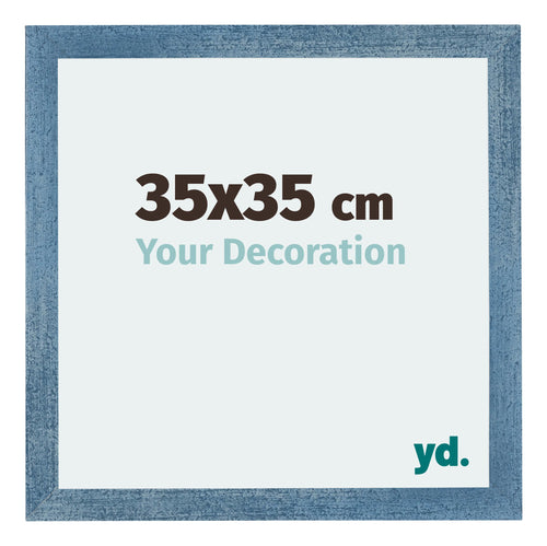 Mura MDF Bilderrahmen 35x35cm Hell Blau Geveegd Vorne Messe | Yourdecoration.at