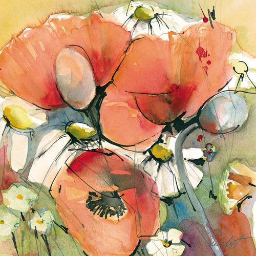 PGM MPT 06 Marta Peuckert Mohn und Margeriten Kunstdruck 21x21cm | Yourdecoration.at