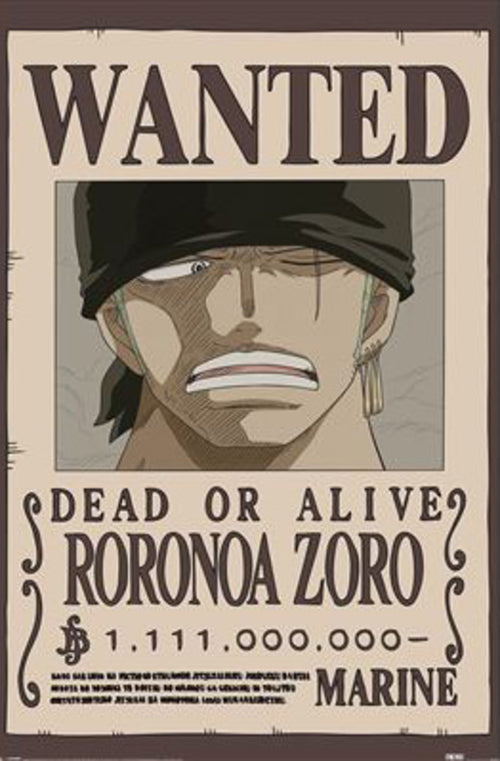 Poster One Piece Wanted Zoro 61x91 5cm PP2501065 | Yourdecoration.at