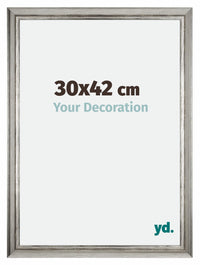 Sheffield Holz Bilderrahmen 30x42cm Silber Schwarz Gewischt Vorne Messe | Yourdecoration.at