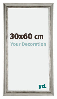 Sheffield Holz Bilderrahmen 30x60cm Silber Schwarz Gewischt Vorne Messe | Yourdecoration.at