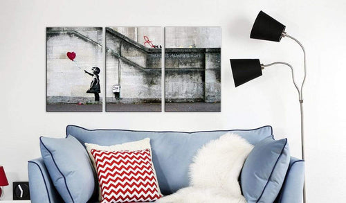 Artgeist Er is altijd hoop Banksy Canvas Leinwandbilder 3-teilig Interieur | Yourdecoration.at