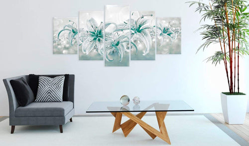 Artgeist Sapphire Lilies Canvas Leinwandbilder 5-teilig Interieur | Yourdecoration.at