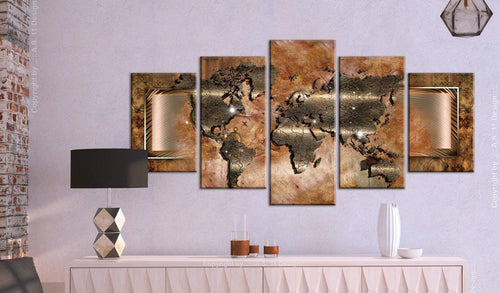 Artgeist Steel Map Canvas Leinwandbilder 5-teilig Interieur | Yourdecoration.at