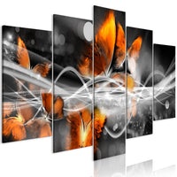 Artgeist Swarm of Butterflies Wide Grey Canvas Leinwandbilder 5-teilig | Yourdecoration.at