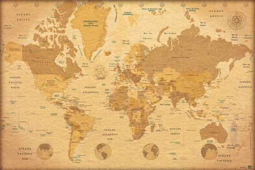 Grupo Erik GPE5029 Map World Es Vintage Poster 91,5X61cm | Yourdecoration.at