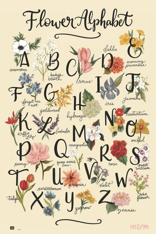 Grupo Erik GPE5323 Lily And Val Flowers Alphabet Poster 61X91,5cm | Yourdecoration.at