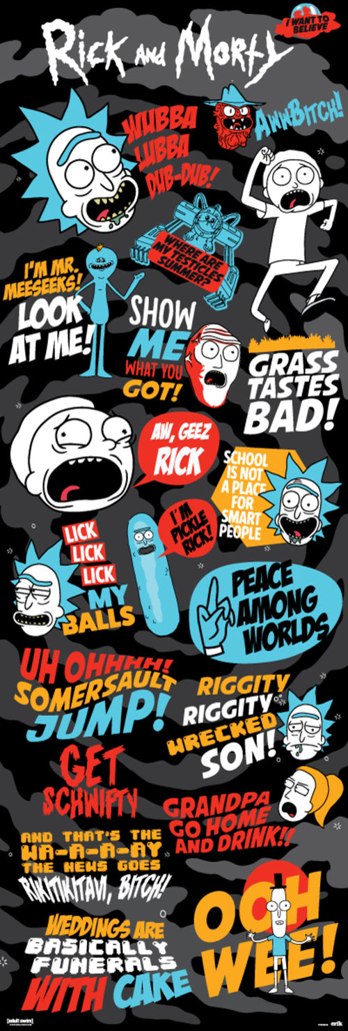 Grupo Erik PPGE8049 Rick And Morty Quotes Poster 53X158cm | Yourdecoration.at