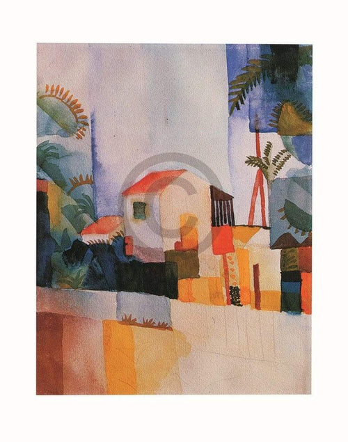 August Macke Weisses Haus Kunstdruck 56x71cm | Yourdecoration.de