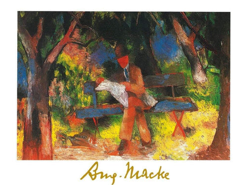 August Macke Lesender Mann Kunstdruck 80x60cm | Yourdecoration.de