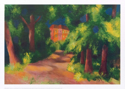 August Macke Rotes Haus im Park Kunstdruck 70x50cm | Yourdecoration.de