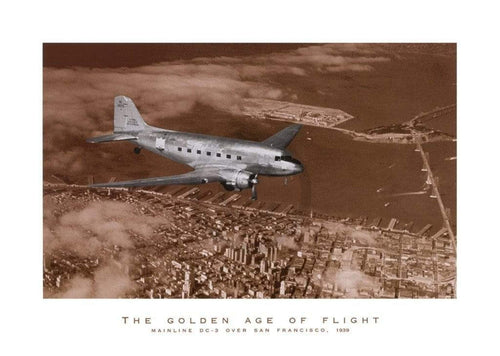 Margaret Bourke White Mainline DC 3 over San Francisco Kunstdruck 70x50cm | Yourdecoration.de