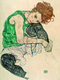 Egon Schiele Sitzende Frau mit hochgezogenen Kunstdruck 60x80cm | Yourdecoration.de