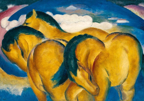 Franz Marc Die kleinen gelben Pferde Kunstdruck 29.7x21cm | Yourdecoration.de