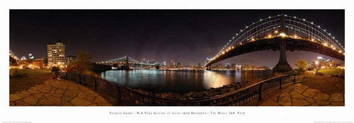 Patrick Grube New York Skyline at Night Kunstdruck 95x33cm | Yourdecoration.de