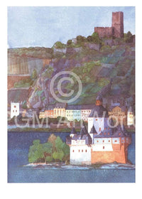 Helga Westphal Die Pfalz bei Kaub und Burg Gutenfels, Rhein Kunstdruck 50x70cm | Yourdecoration.de
