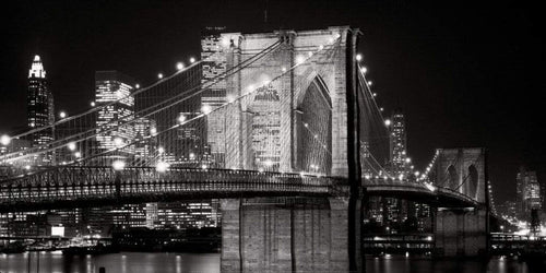 Alan Blaustein Brooklyn Bridge at Night Kunstdruck 91x45cm | Yourdecoration.de