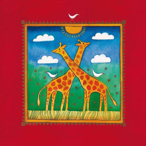 Linda Edwards Two little giraffes Kunstdruck 40x40cm | Yourdecoration.de