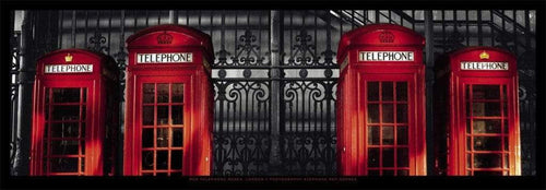 StÃ©phane Rey Gorrez London Red Telephone Boxes Kunstdruck 95x33cm | Yourdecoration.de