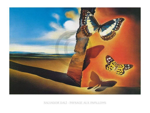 Salvador Dali Paysage aux Papillons Kunstdruck 80x60cm | Yourdecoration.de