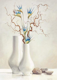 Karin Van der Valk Willow Twigs with Blue Flowers Kunstdruck 30x40cm | Yourdecoration.de