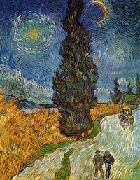 Vincent Van Gogh Landstrasse mit Zypresse und Stern Kunstdruck 70x90cm | Yourdecoration.de