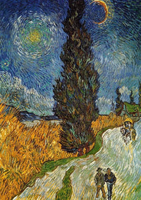 Vincent Van Gogh Landstrasse mit Zypresse und Stern Kunstdruck 21x29.7cm | Yourdecoration.de