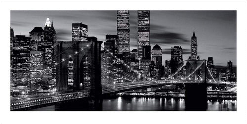 Pyramid Brooklyn Bridge Black and White Kunstdruck 50x100cm | Yourdecoration.de