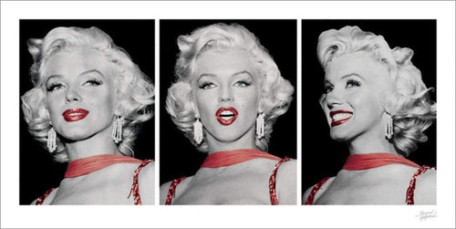 Pyramid Marilyn Monroe Red Dress Triptych Kunstdruck 50x100cm | Yourdecoration.de