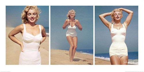 Pyramid Marilyn Monroe Beach Triptych Kunstdruck 50x100cm | Yourdecoration.de
