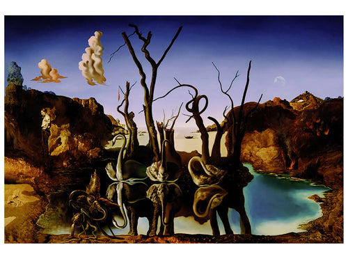 Salvador Dali Reflections of Elephants Kunstdruck 80x60cm | Yourdecoration.de