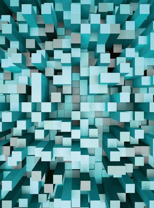 Wizard+Genius 3D Squares Blue Vlies Fototapete 192x260cm 4 bahnen | Yourdecoration.de