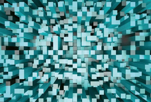 Wizard+Genius 3D Squares Blue Vlies Fototapete 384x260cm 8 bahnen | Yourdecoration.de