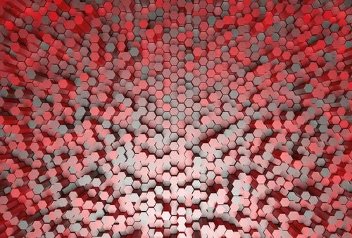 Wizard+Genius 3D Pentagons Red Vlies Fototapete 384x260cm 8 bahnen | Yourdecoration.de