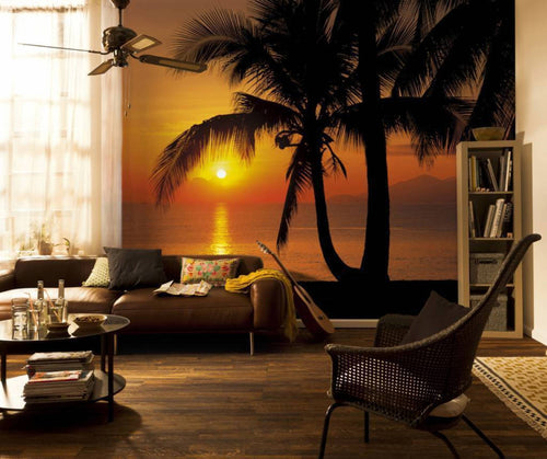 Komar Palmy Beach Sunrise Fototapete 368x254cm | Yourdecoration.de