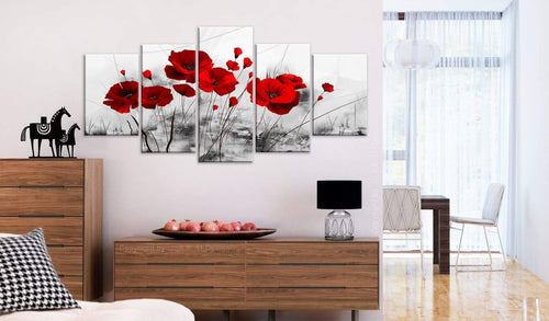 Artgeist Klaprozen rood wonder Canvas Leinwandbilder 5-teilig Interieur | Yourdecoration.at