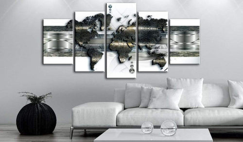 Artgeist Metal World Map Canvas Leinwandbilder 5-teilig Interieur | Yourdecoration.at