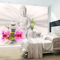 Fototapete - Buddha and Orchids - Vliestapete