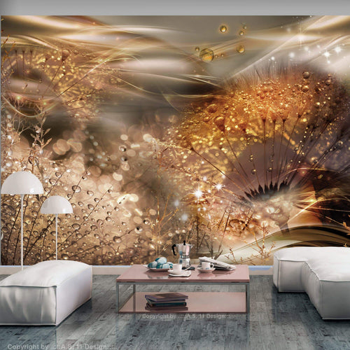 Artgeist Dandelions World Gold Vlies Fototapete Interieur | Yourdecoration.de