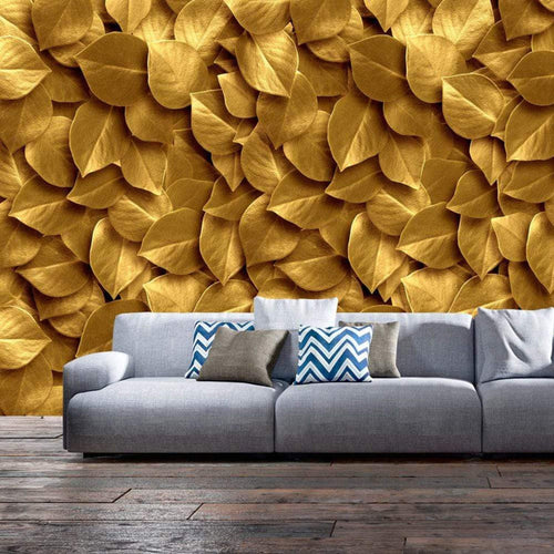 Artgeist Golden Leaves Vlies Fototapete Interieur | Yourdecoration.de